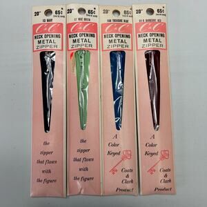 Vintage 20" Neck Opening Metal Zippers Coats & Clark  Lot of 4 NOSIP
